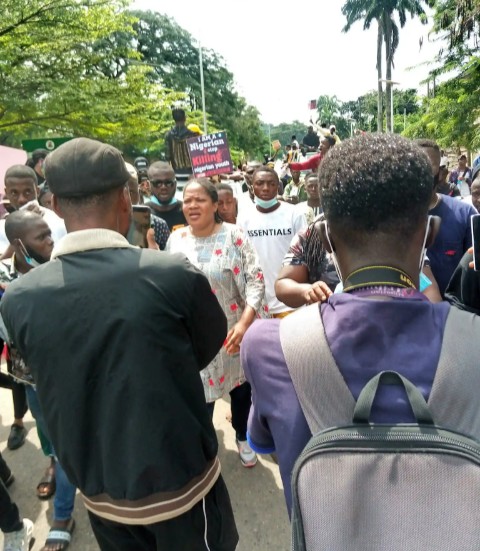 Toyin Abraham leads protest in Ibadan