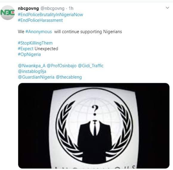 #EndSWAT Anonymous Hackers Takes Over Official Twitter Page of Nigeria's National Broadcasting Commission 3