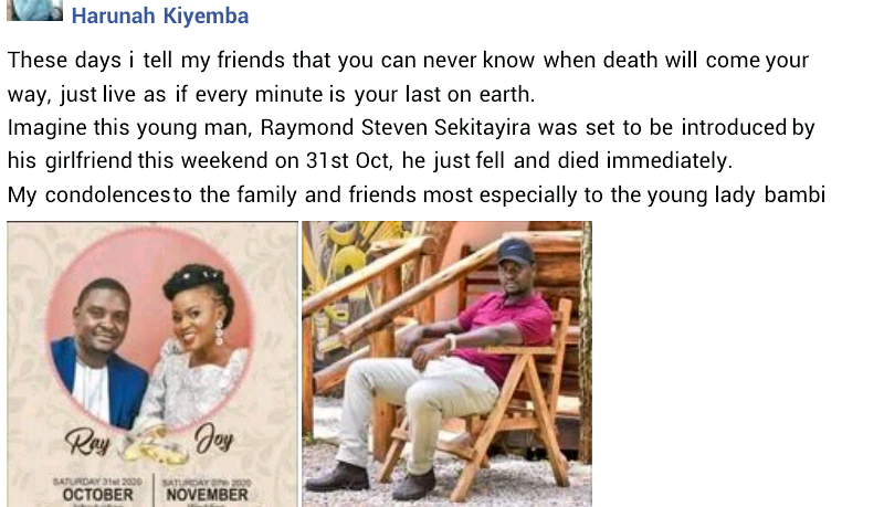 Man slumps and dies ten days to his wedding 