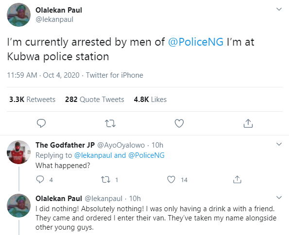 Former SARS supporter called out for crying out for help after being arrested by the police