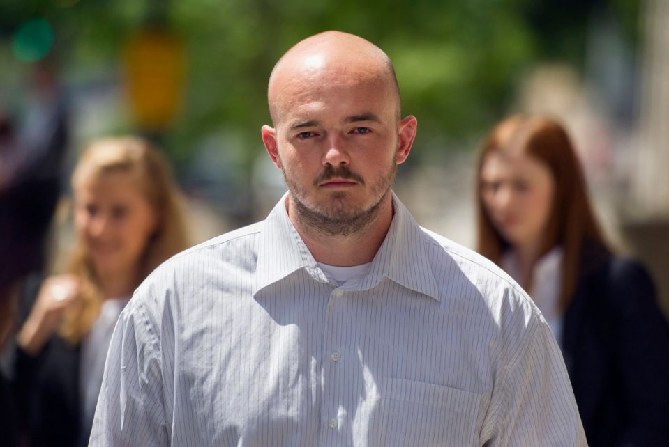 In this June 11, 2014, file photo, former Blackwater Worldwide guard Nicholas Slatten leaves federal court in Washington. A jury returned guilty verdicts for Slatten and three other former Blackwater guards charged in Iraq shootings. (AP Photo/Cliff Owen, File)