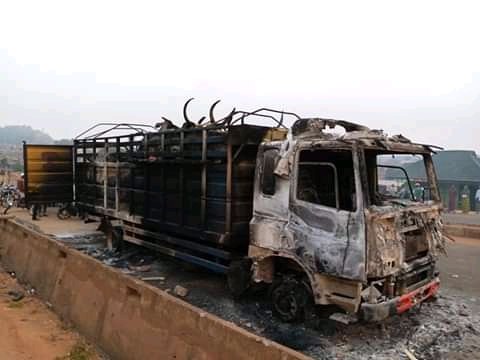 Truck Conveying Cows Set Ablaze By Angry Mob For Crushing Boy To Death In Oyo 3