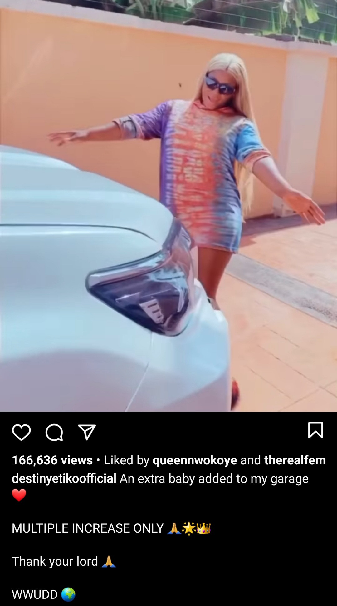"An extra baby added to my garage" Actress, Destiny Etiko shows off her newest car (video)