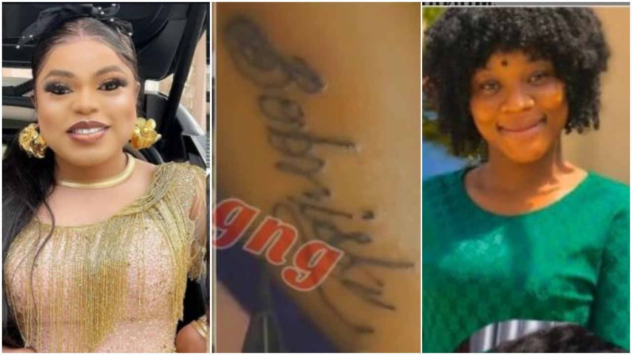 Another fan draws Bobrisky on her arm