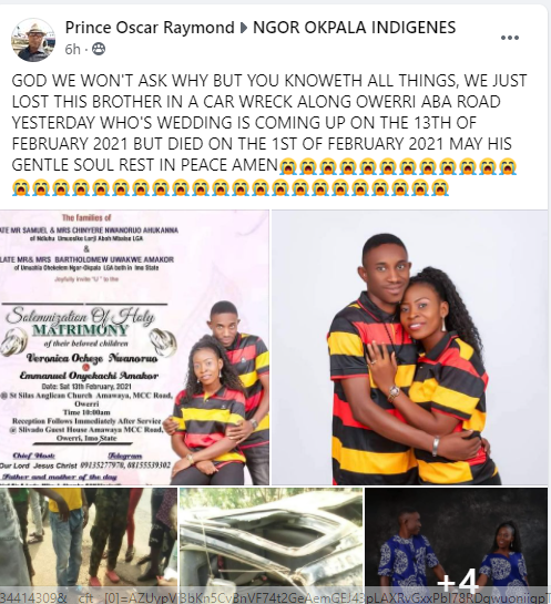 Young Man Dies In Fatal Car Accident, Just Few Days To His Wedding In Imo State [Photos] 2
