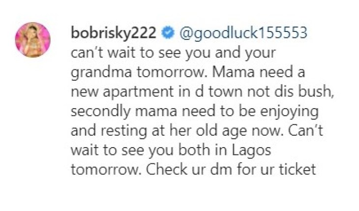 Bobrisky Promises To Get New Apartment For Old Woman Who Declared Love For Him 2