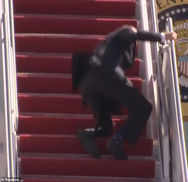 Joe Biden falls walking down stairs