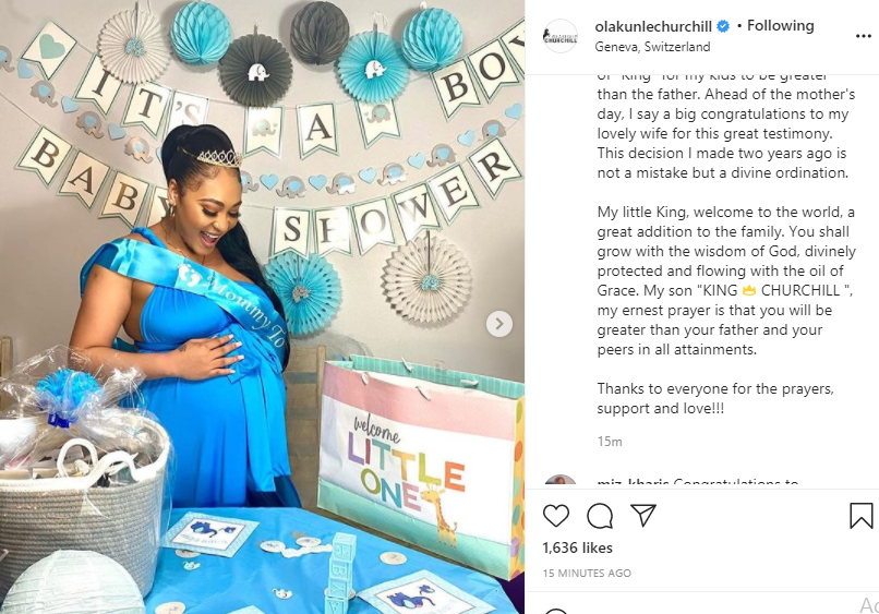 Tonto Dike's Ex-Husband, Olakunle Churchill Welcomes Baby Boy With New Wife, Rosy Meurer 2