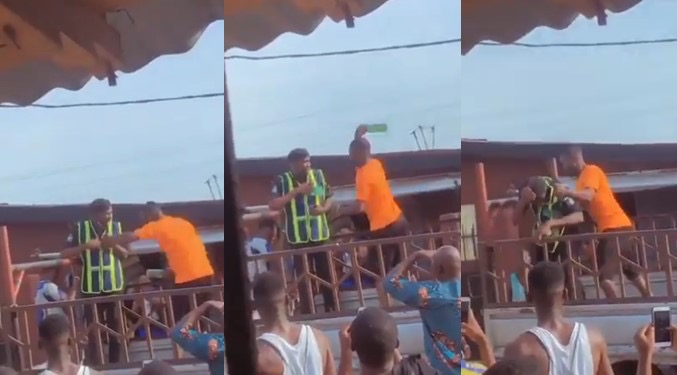 Angry Driver Breaks Bottle On Policeman’s Head For Trying To Impound His Car In Lagos [Video] 1