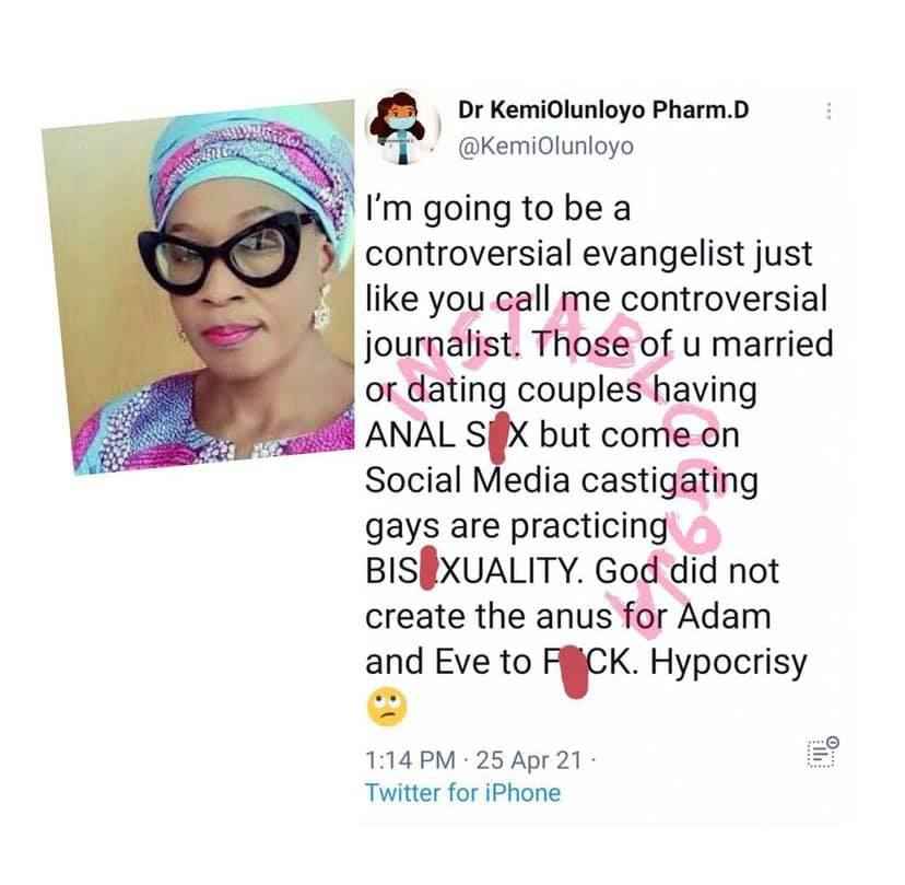 “God Did Not Create Anus For Adam And Eve To Have Sεx” – Journalist Kemi Olunloyo 2