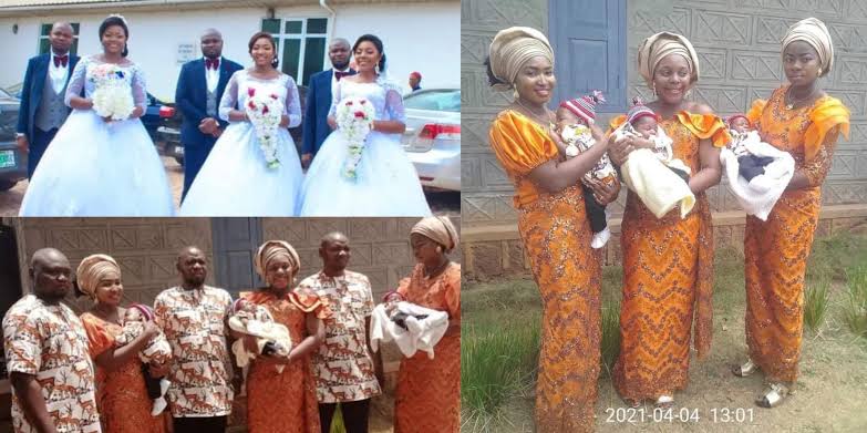 Triplets Who Married Same Day In Enugu, Welcome Baby Boys Within Same Period [Photos] 1