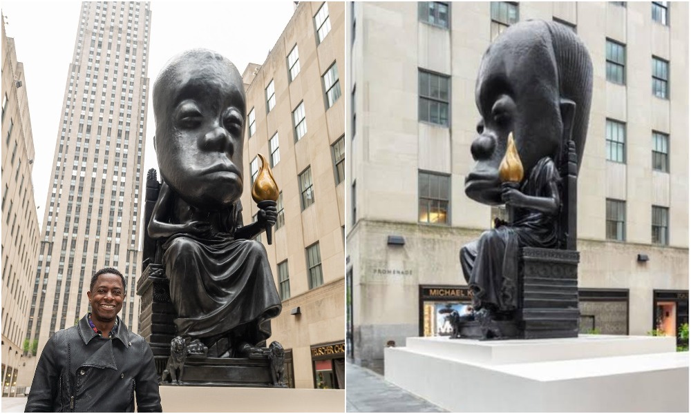 Outrage As Sanford Biggers Unveils 25-Foot Statue In New York City To Honor African Culture 1