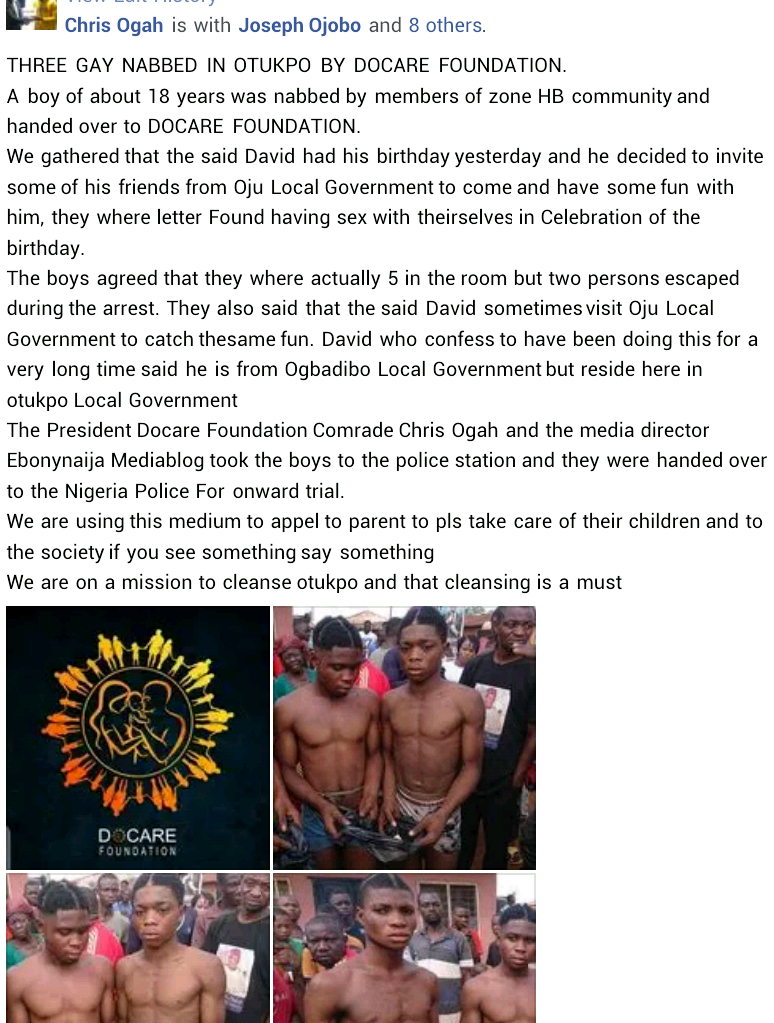 Three Gay Men Caught Engaging In Homosexual Act During Birthday Celebration In Benue 2