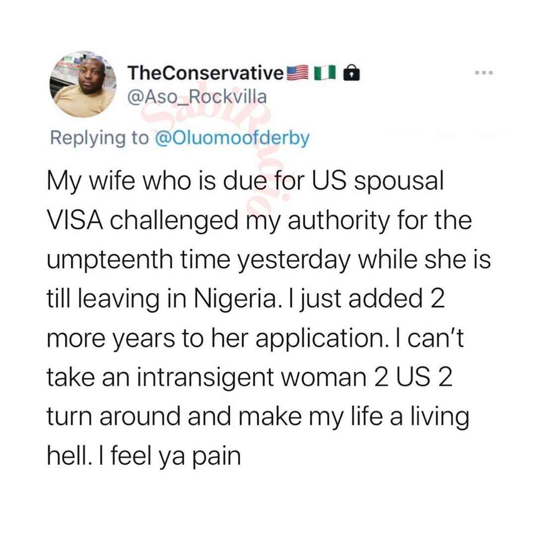 US Based Man Reveals How He Dealt With His Wife In Nigeria For Challenging His Authority 2