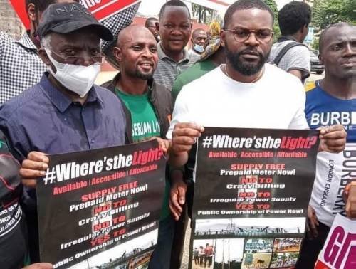 Falz and his father protest in Lagos