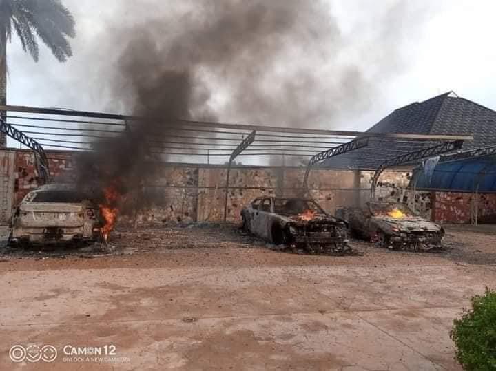 IPOB's ESN Members Accused Of Burning Man's Mansion And Fleet Of Cars In Abia [Photos] 4