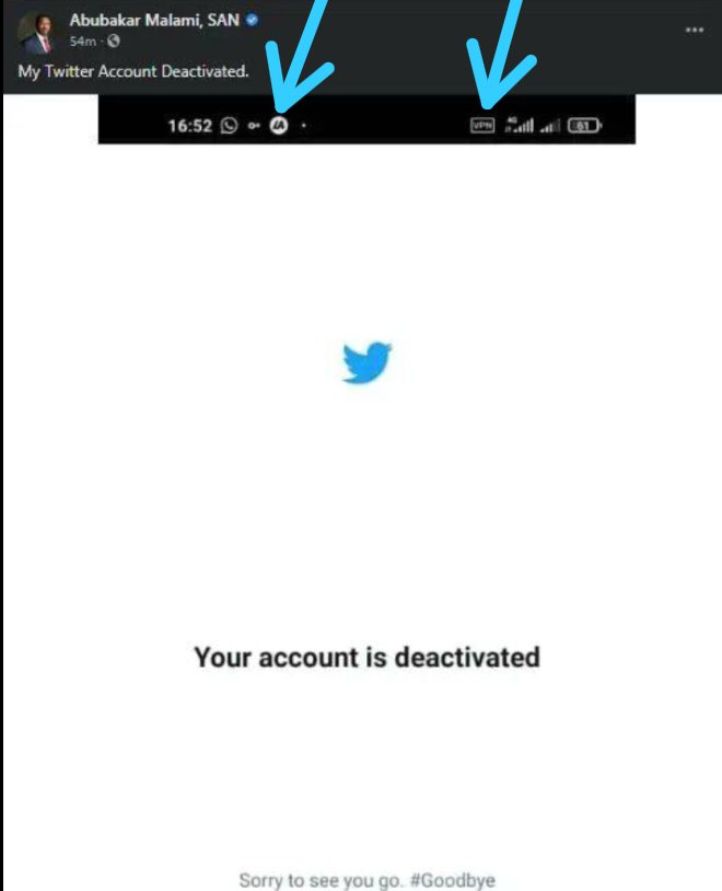 Malami Violates Twitter Ban Using VPN, His Phone's Screenshot Includes Crypto Trading Icon 2