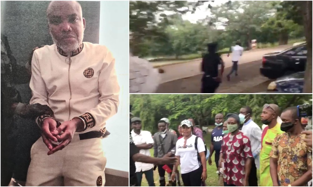 Police Arrests IPOB Members, Pulls Gun On Sympathizers Of Nnamdi Kanu In Court [Video]