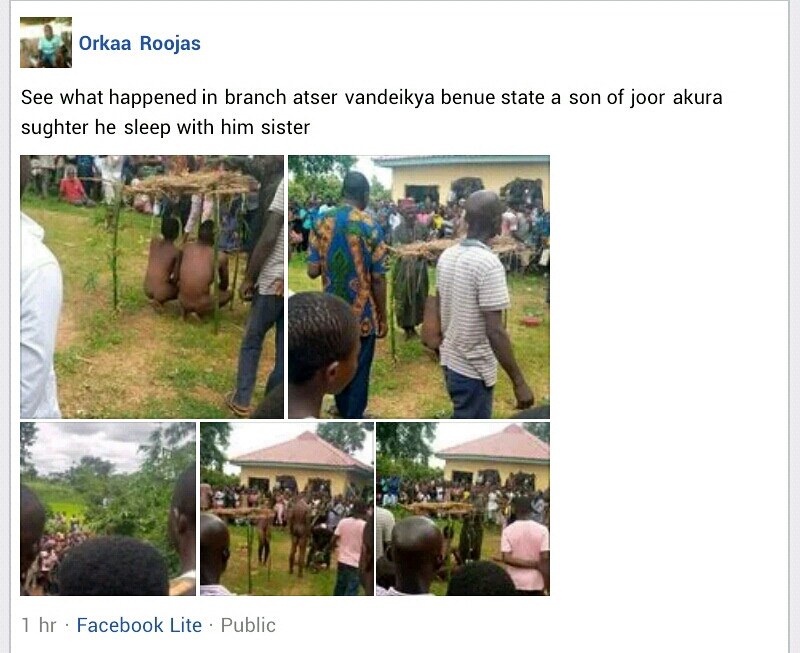 Man Paraded Naked With Sister After They Were Caught Having Sεx In Benue [Photos]