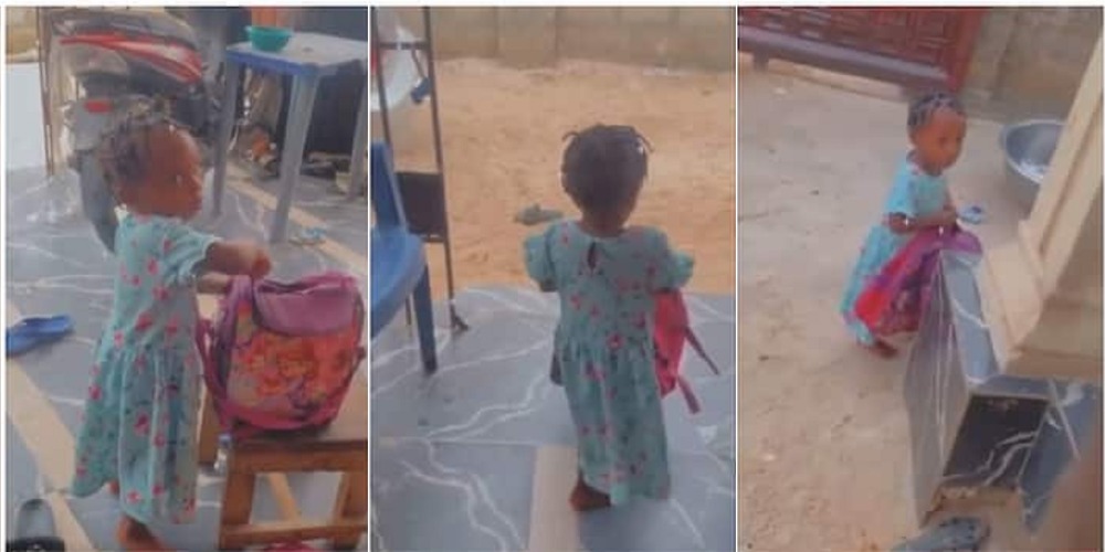 Drama As Little Girl Packs Her Bags And Leaves Home After Being Scolded By Mum [Video]