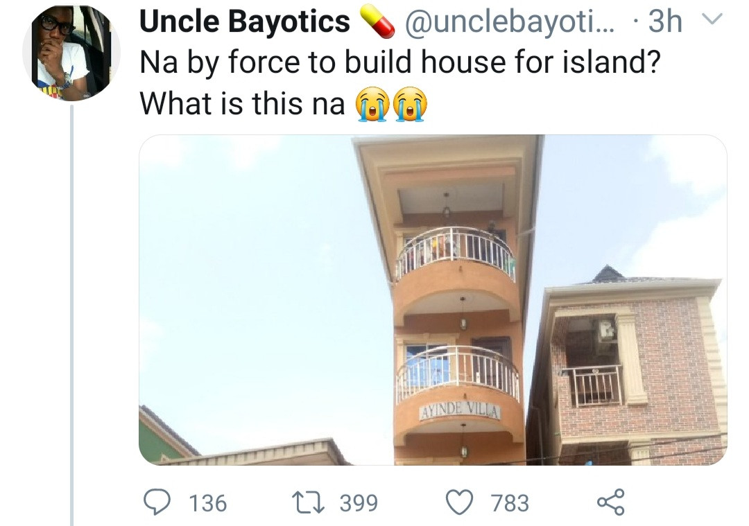 Narrow house in Lagos Island draws attention after it was shared on social media 