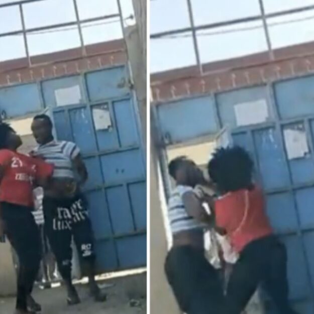 Drama As Lady Fights Her Younger Sister’s Boyfriend For Assaulting Her (Video)
