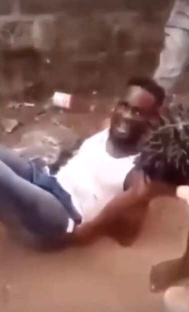 Nigerian Man Caught After Digging A Grave In His Room And Attempting To Bury His Victim Alive (Video)
