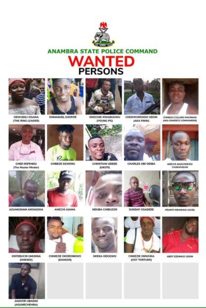 Police Declare 21 Persons Wanted Over Monarch’s Abduction And Murder Of Two In Anambra (Photo)