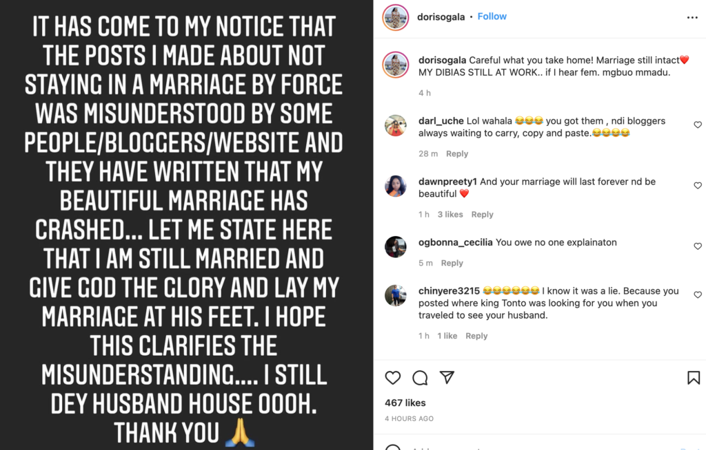 Tonto Dikeh’s Friend, Doris Ogala Opens Up About Her Rumoured Failed Marriage