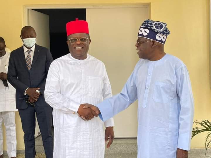 2023 Presidency: David Umahi In Closed-Door Meeting With Bola Tinubu In Abuja [Photos]