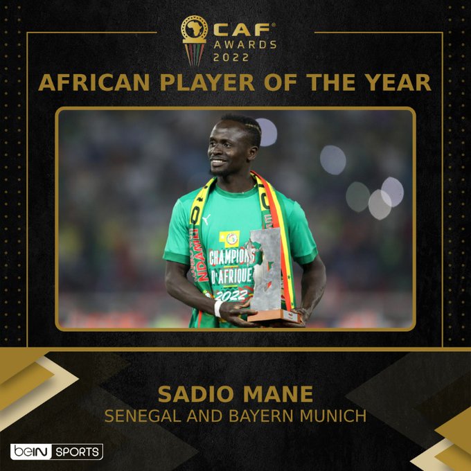 CAFAwards2022: Sadio Mane Wins African Player Of The Year