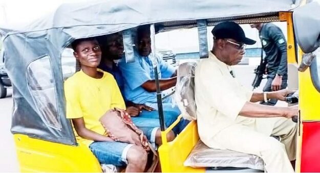 Obasanjo turns ‘Keke NAPEP’ rider, carries passengers in Abeokuta