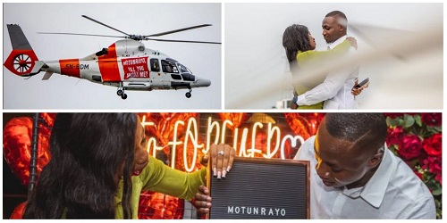 Reactions As Popular Influencer, Pamilerin Proposes To His Girlfriend With Helicopter