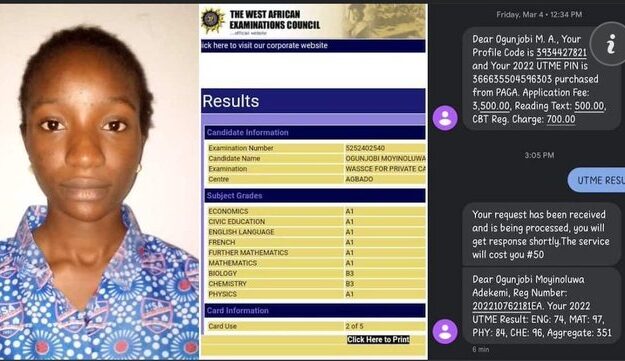 15-year-old Nigerian Girl Scores 8 A’s in WAEC, Smashes JAMB With 351 Score (Photo)