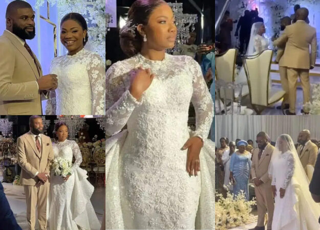 Mercy Chinwo rolls out stunning white wedding photos [Photos & Video]