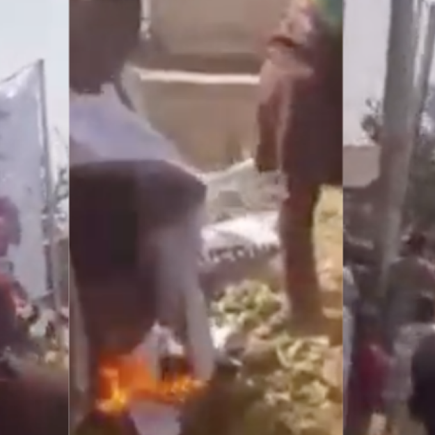 Youths Destroy, Burn Buhari, Tinubu, Shettima’s Campaign Banner In Kaduna
