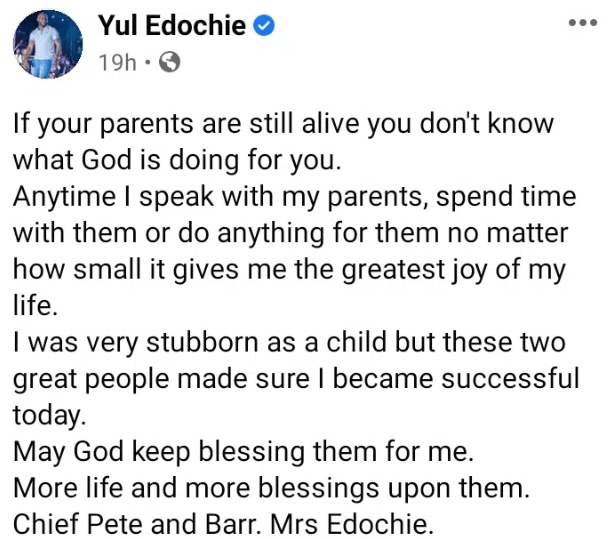 I Was Very Stubborn As A Child But My Parents Made Sure I Became Successful - Yul Edochie