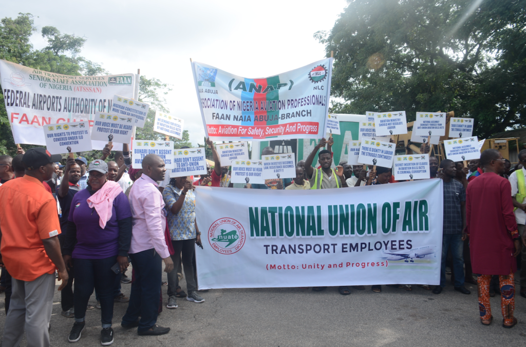 Nigerian Aviation Workers Embark On Nationwide Protest [Photos]