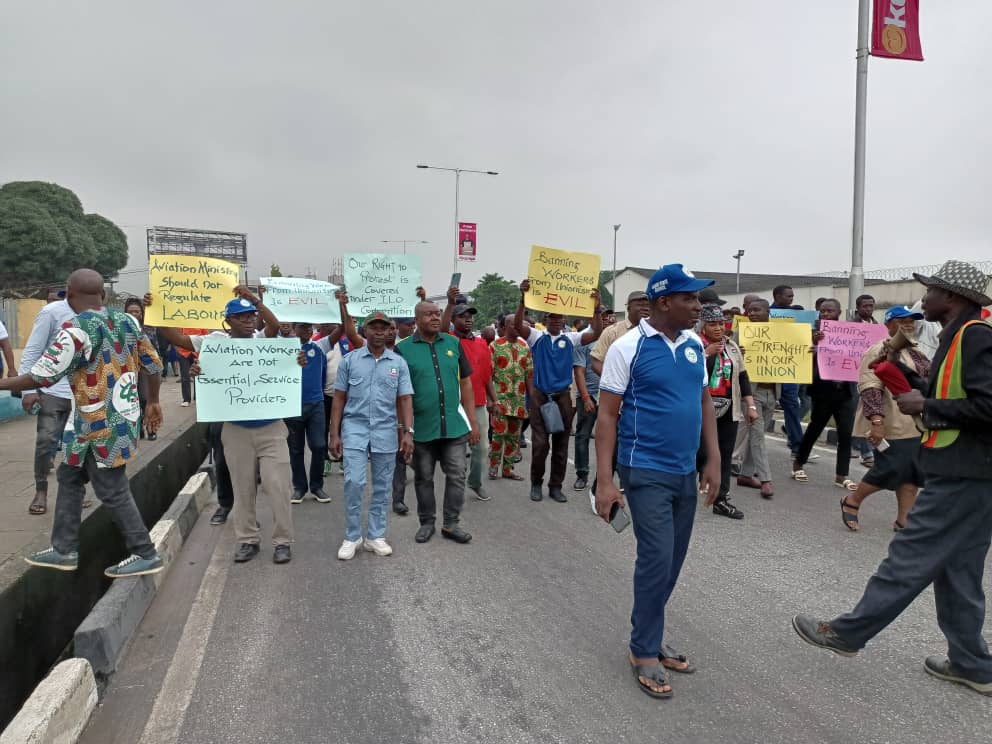 Nigerian Aviation Workers Embark On Nationwide Protest [Photos]