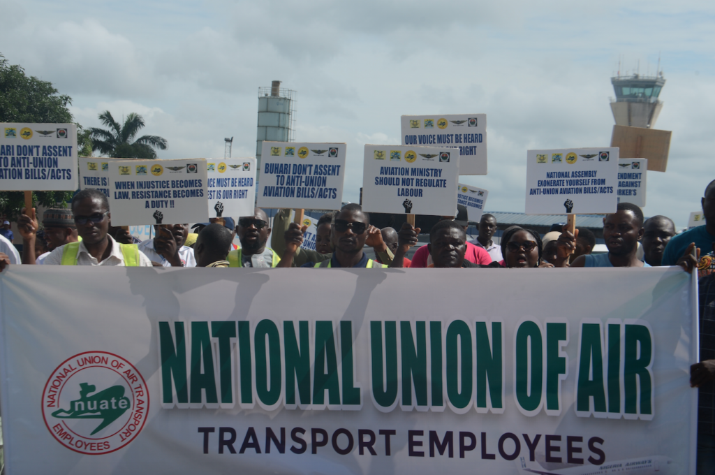 Nigerian Aviation Workers Embark On Nationwide Protest [Photos]