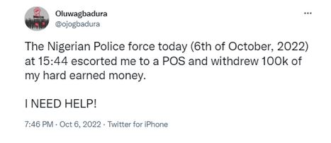Nigerian Man Seeks Justice After Policemen In Lagos Allegedly Took Him To A POS Operator And Extorted N100,000 From Him