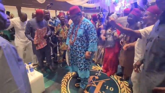 Pete Edochie Shows Off Dance Moves While Being Hailed By His Son, Yul (Video)