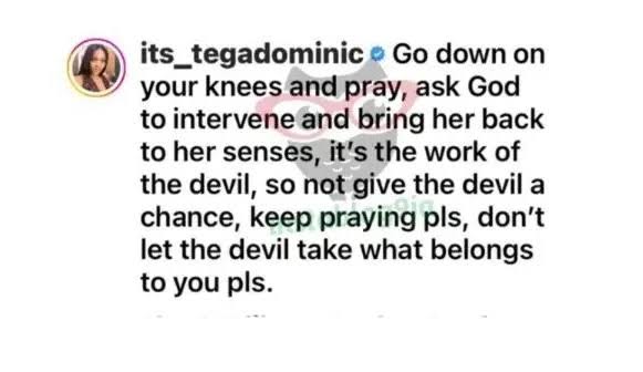 BBNaija's Tega Advises Man Who Caught His Pregnant Wife In Bed With Pastor