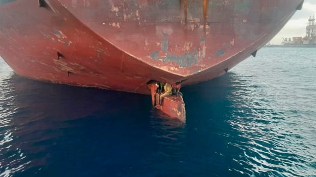 Nigerian migrants discovered on ship’s rudder after 11 days at sea