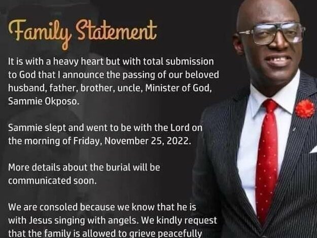 Sammie Okposo with Jesus, singing with angels – Family releases statement