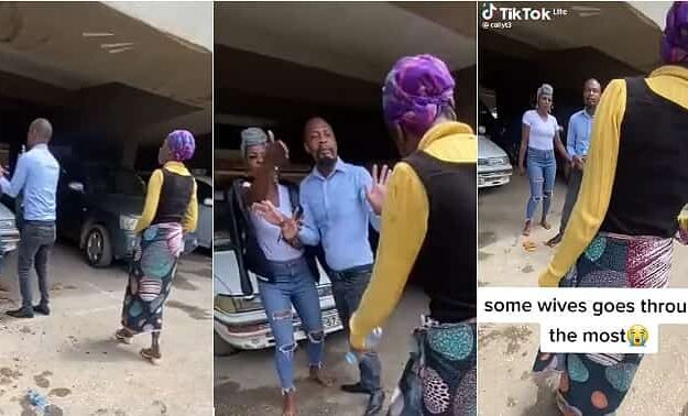 Drama As Married Lady Confronts Husband After Catching Him With Side Chic (Video)