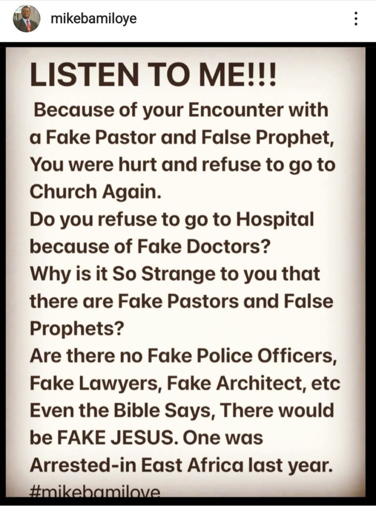 Mike Bamiloye Addresses Christians Who Stopped Going To Church Because Of Fake Prophets