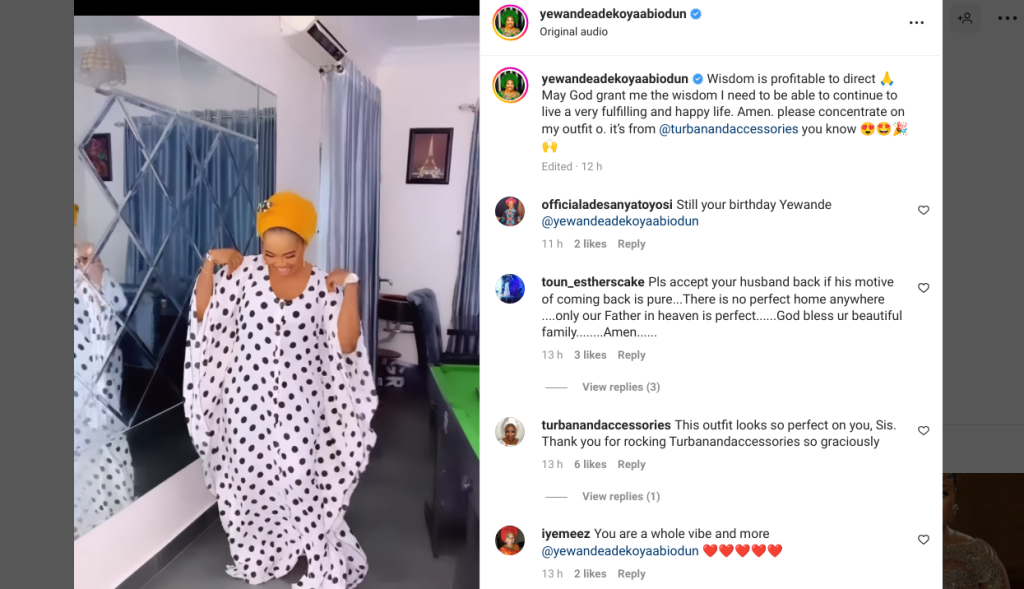 Actress Yewande Adekoya Reacts As Her Ex-Husband Publicly Apologizes For Cheating On Her