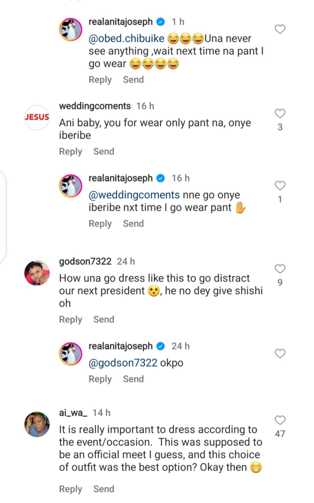 Anita Joseph Reacts As Nigerians Criticizes Her For Wearing Miniskirt To Meet Peter Obi