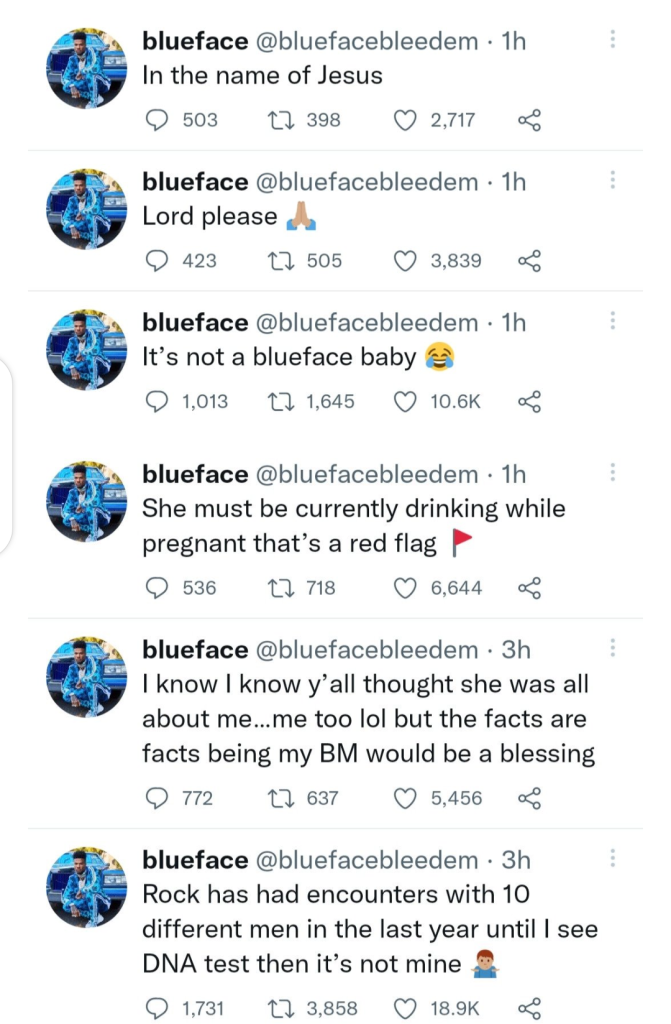 "Baby Not Mine, I Want DNA Test" - Blueface Tells Girlfriend, Chrisean Rock As She Announces Pregnancy